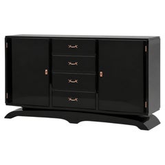 Art Deco Verkupferte, schwarz lackierte Anrichte, 1940er Jahre