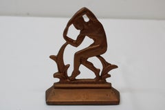 Art Deco Copper-tone "Strong Man" Bookends