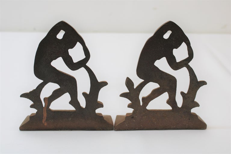 Art Deco Copper "Strong Man" Bookends For Sale at 1stDibs
