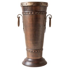 Art Deco Copper Umbrella Stand, Hand-Hammered Copperware, France 1940s