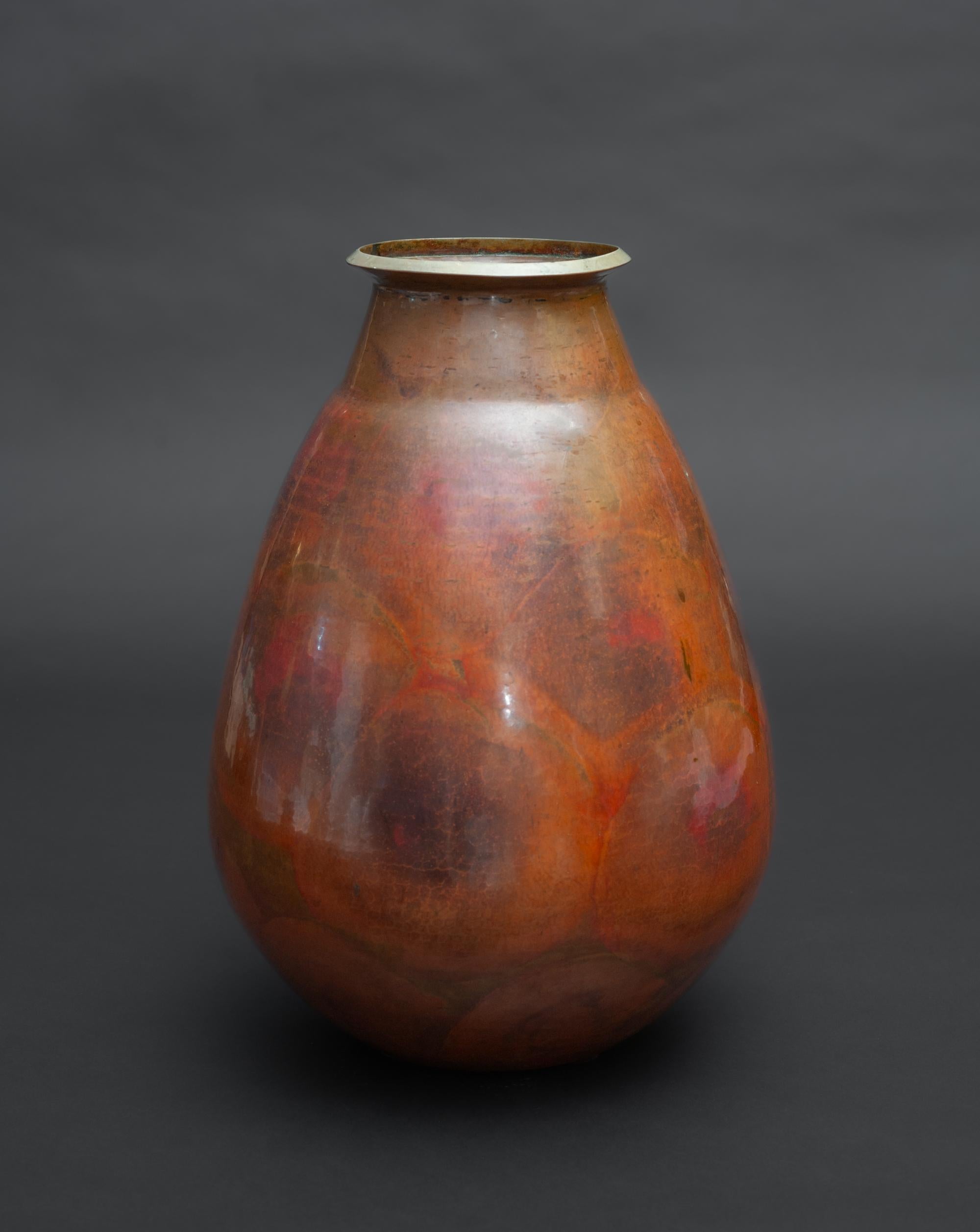 Swiss Art Deco Copper Vase by Jean Dunand