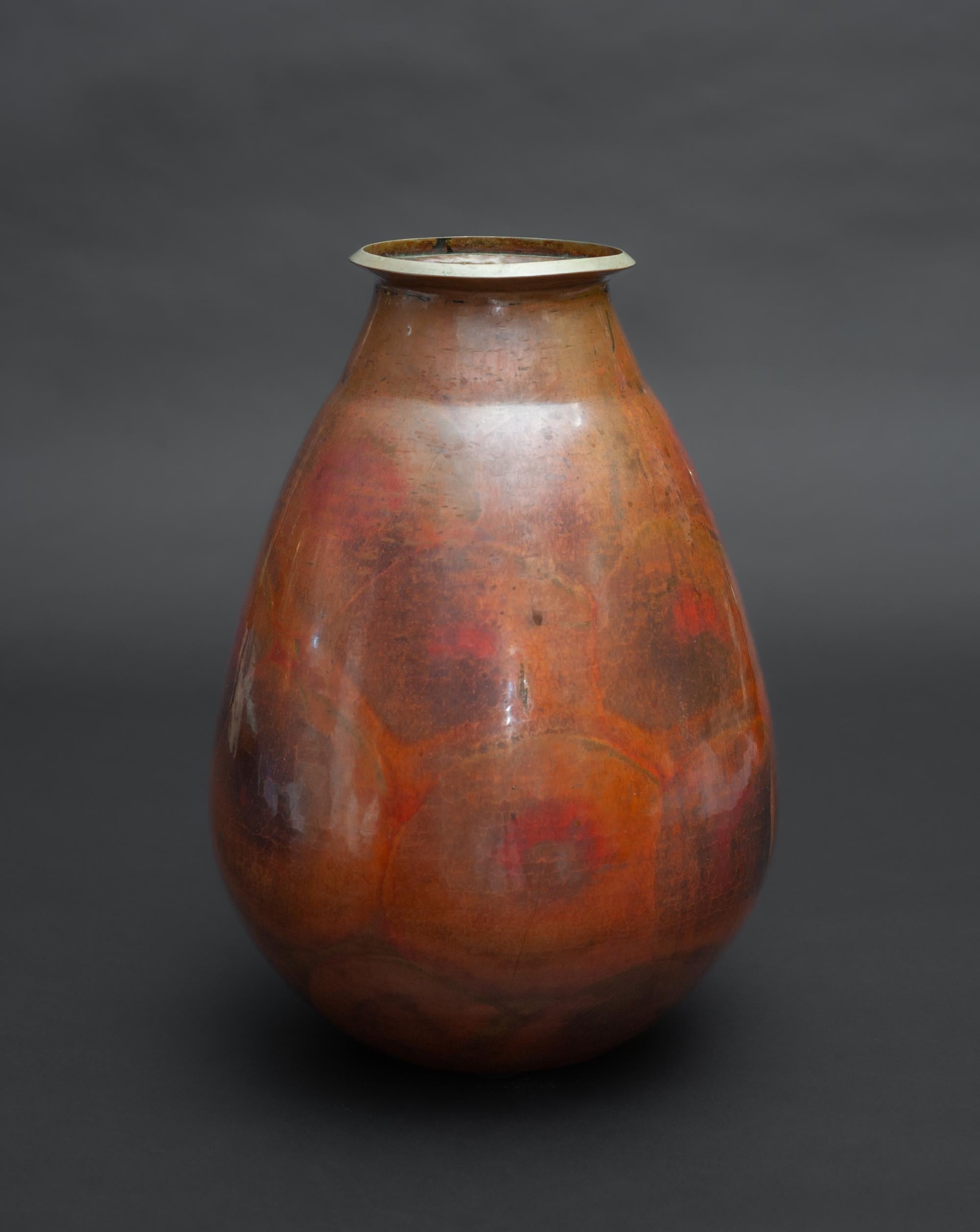 Patinated Art Deco Copper Vase by Jean Dunand