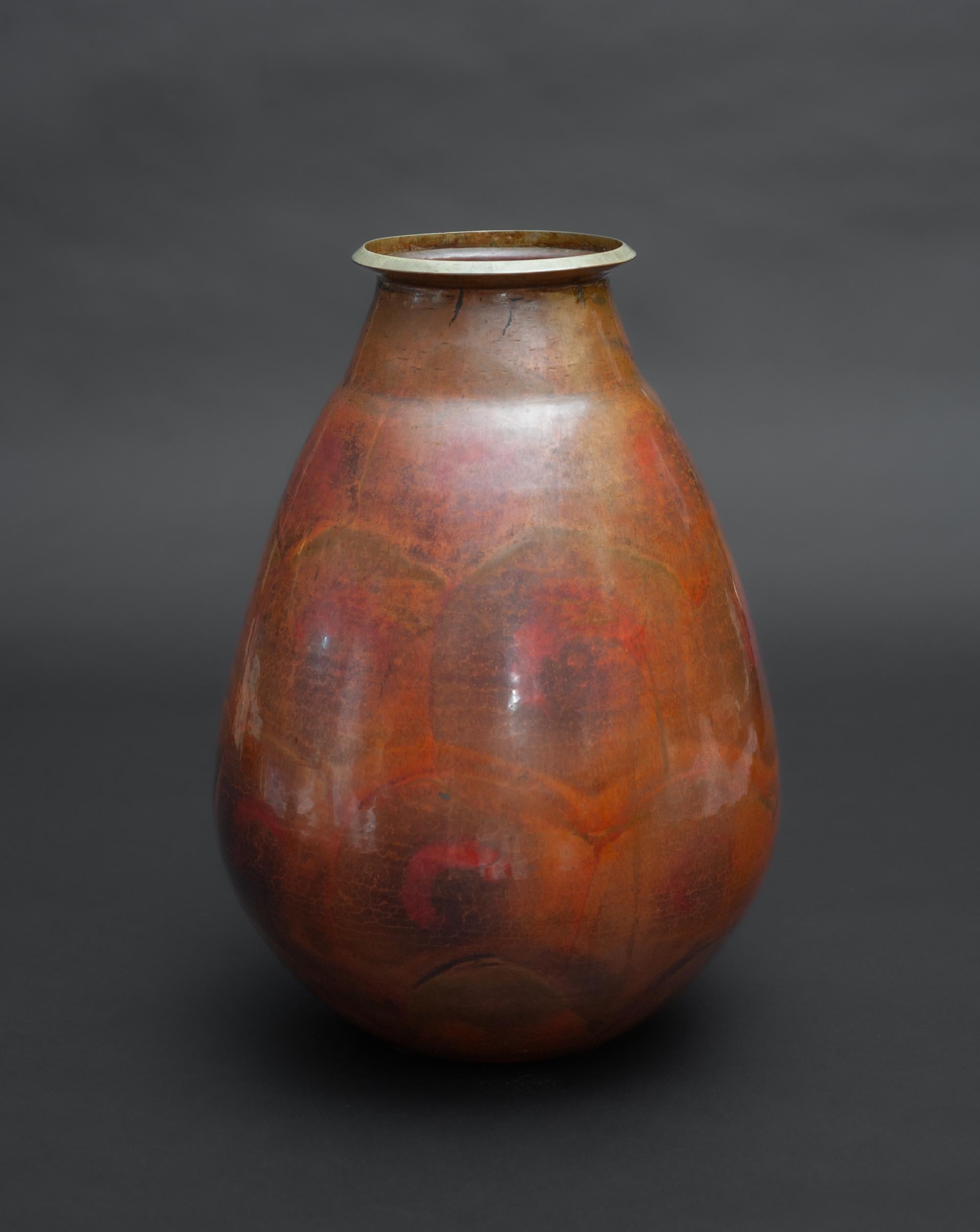 Early 20th Century Art Deco Copper Vase by Jean Dunand