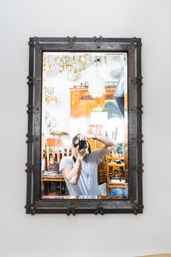 Art Deco Copper Wall Mirror Hammered, Vienna, circa 1920s