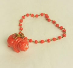 Braccialetto con ciondoli a forma di corallo in stile Art Déco