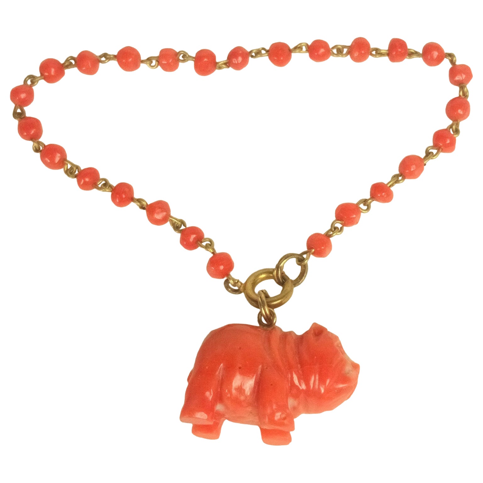 Pulsera con dijes de coral de estilo Art Déco en venta