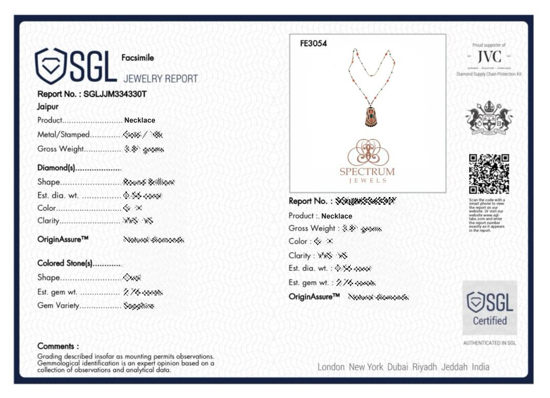 Collana Art Deco in corallo smeraldo SI/H diamante Faraone in oro giallo 18 carati in vendita 3