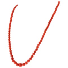 Art Deco Coral Necklace with Diamond Catch