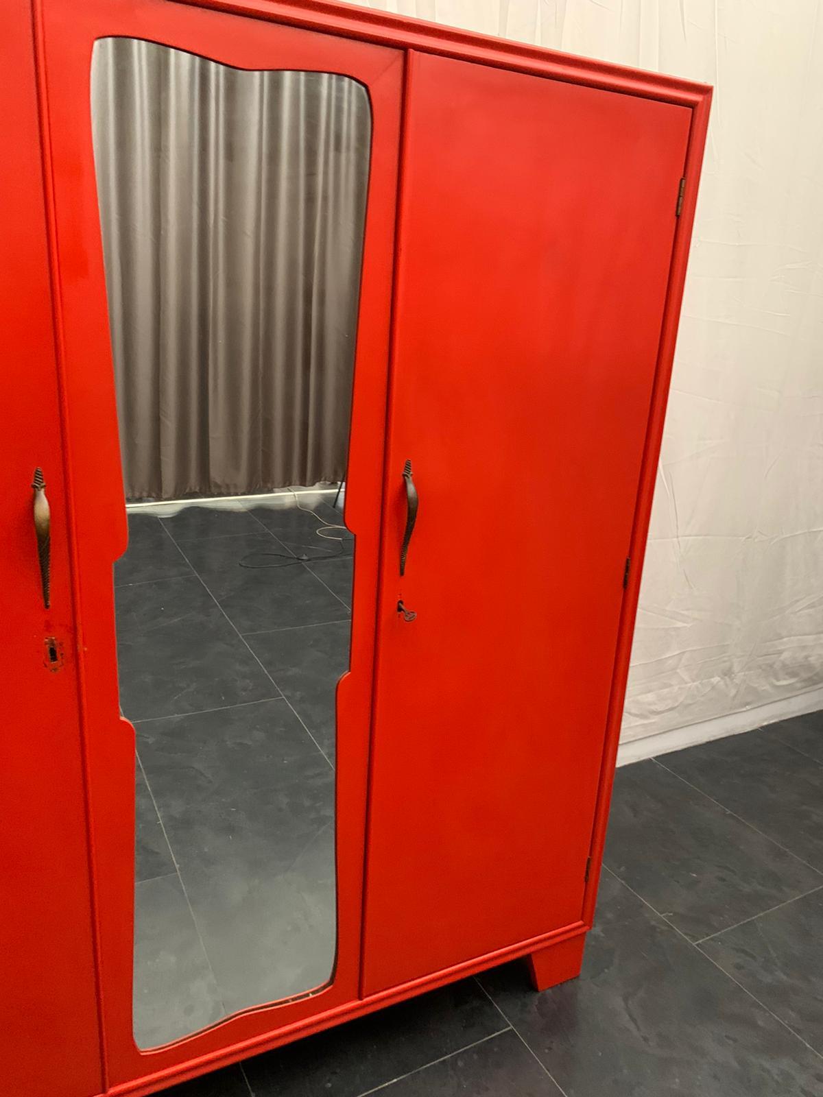 Mid-20th Century Art Deco Coral Red Cabinet, 1930s For Sale