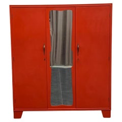 Art Deco Coral Red Cabinet, 1930s
