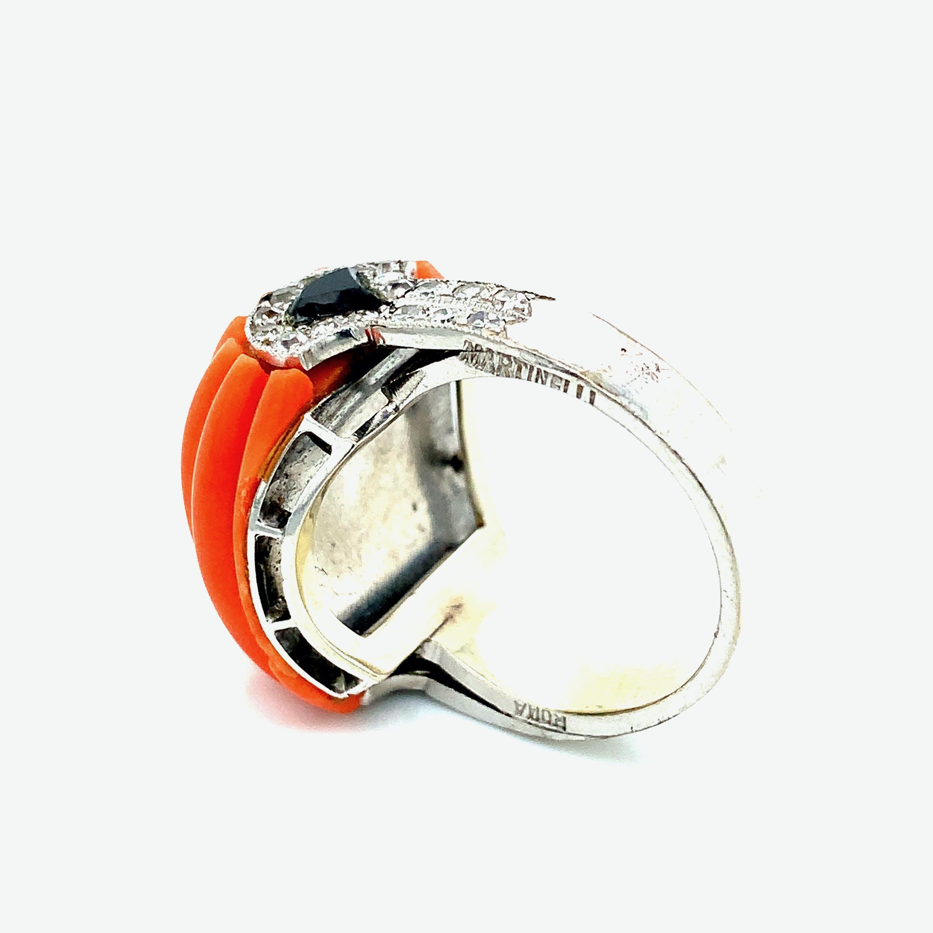 Art Deco Coral Ring For Sale 6