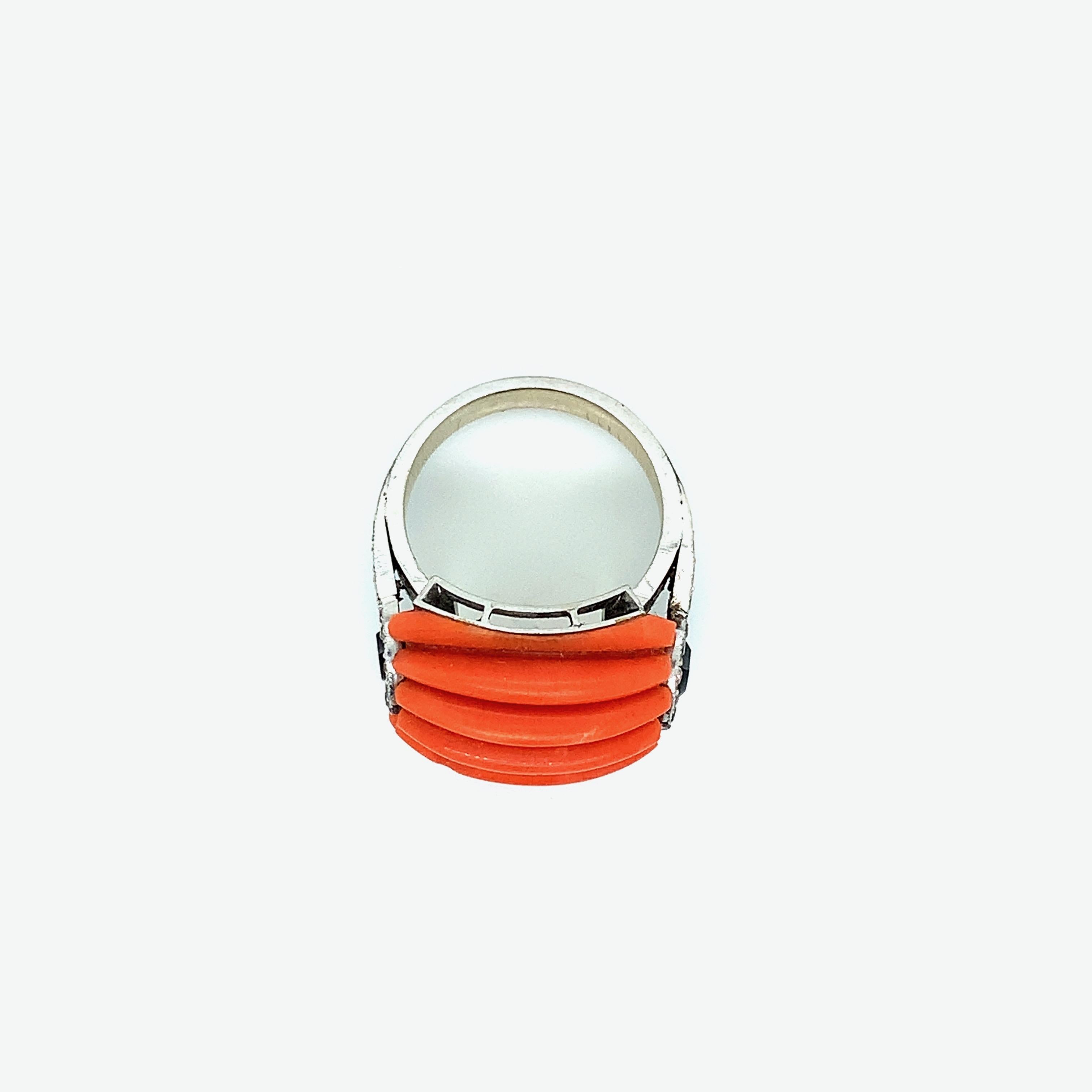 Art Deco Coral Ring For Sale 7