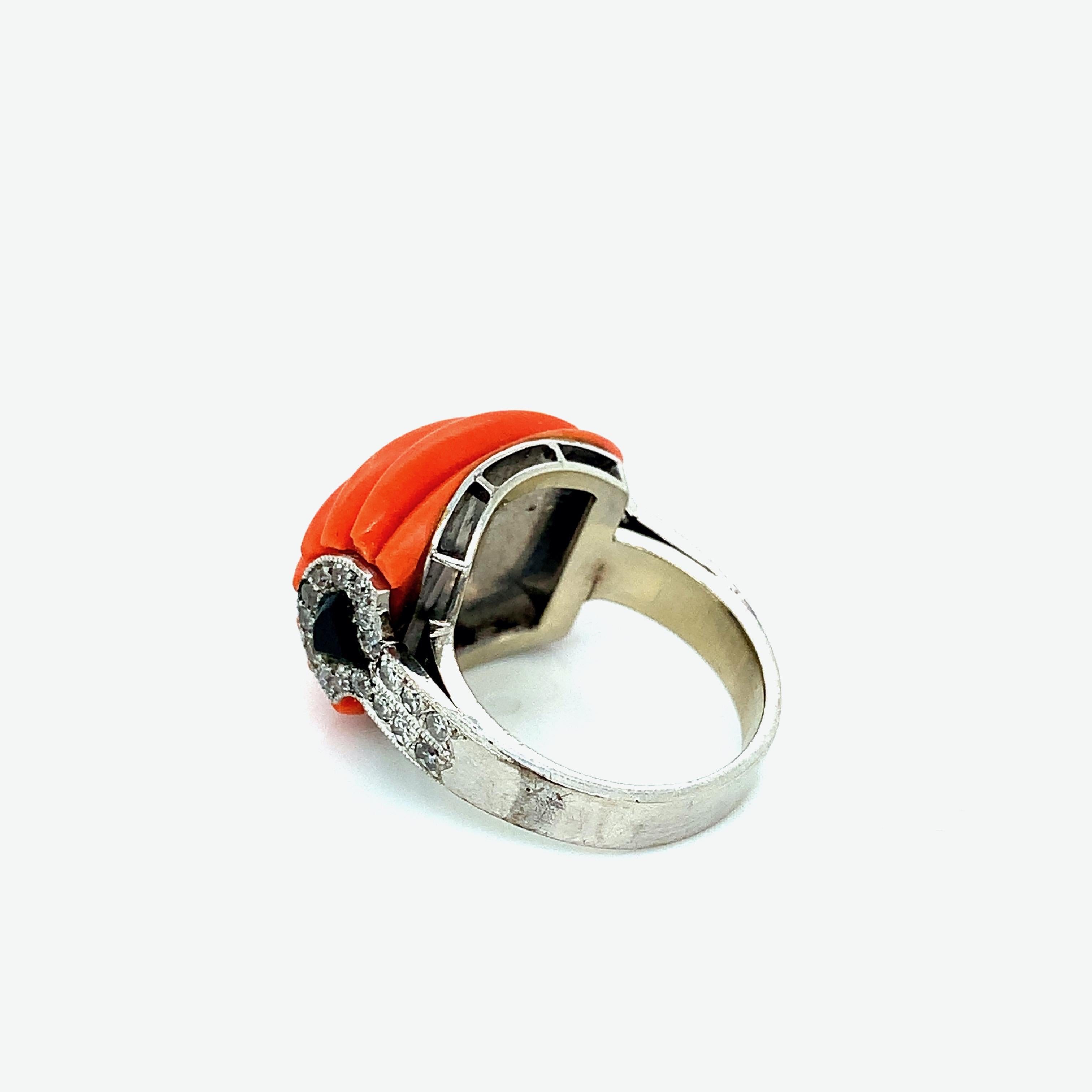 Art Deco Coral Ring For Sale 2
