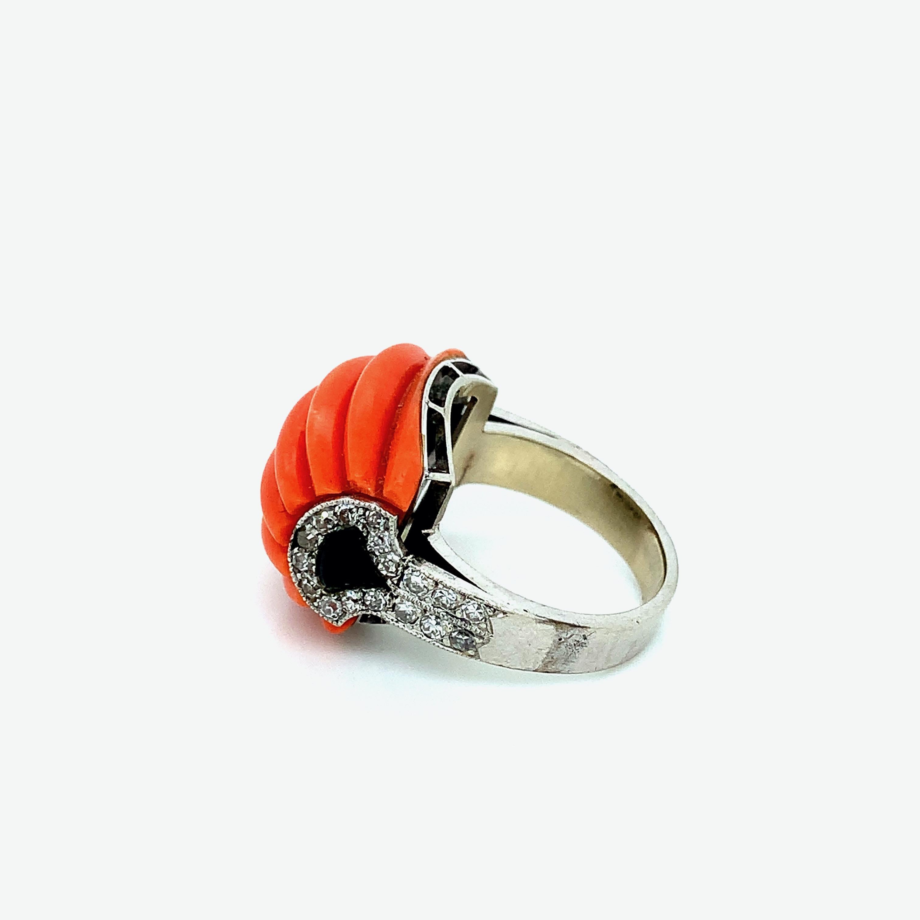 Art Deco Coral Ring For Sale 3