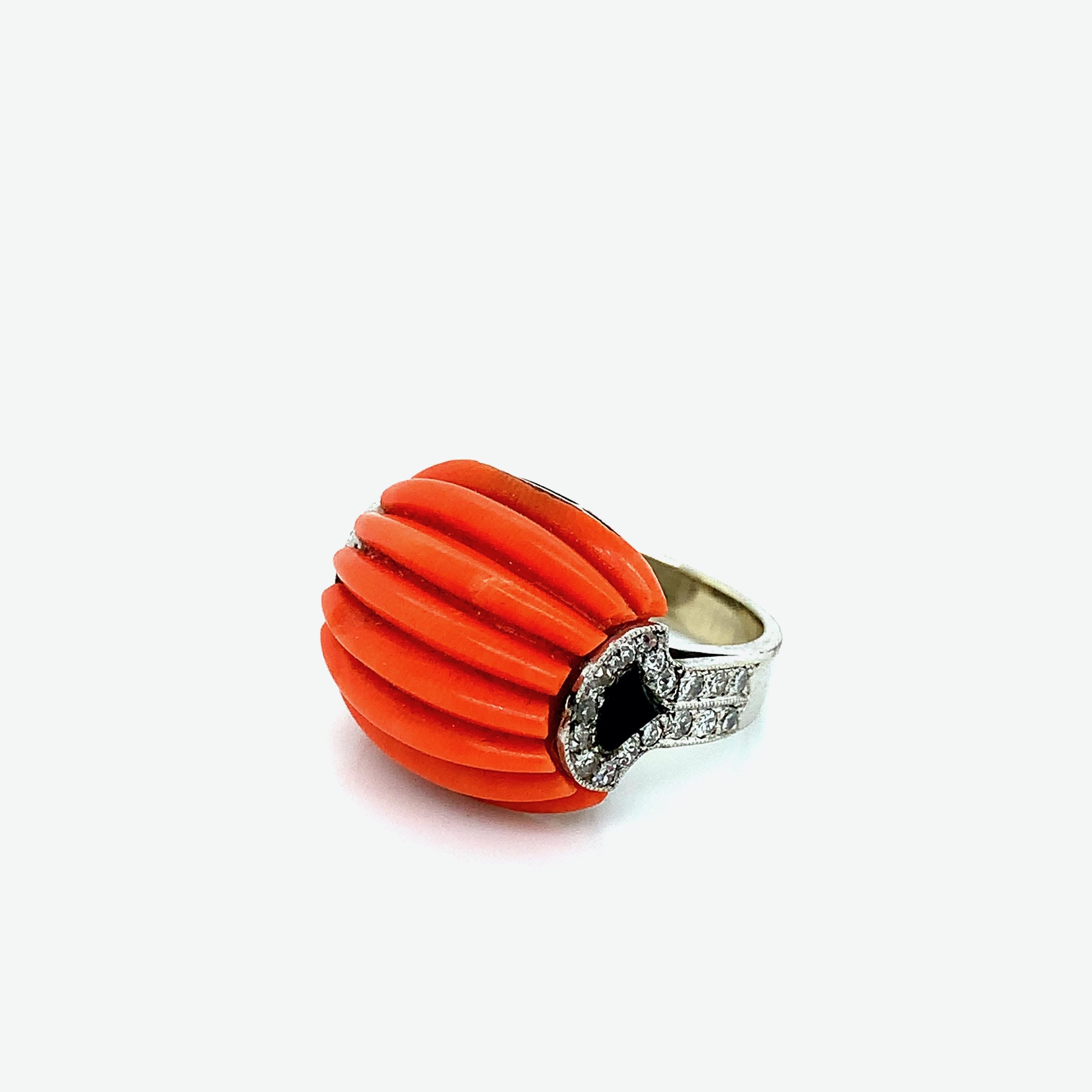 Art Deco Coral Ring For Sale 4