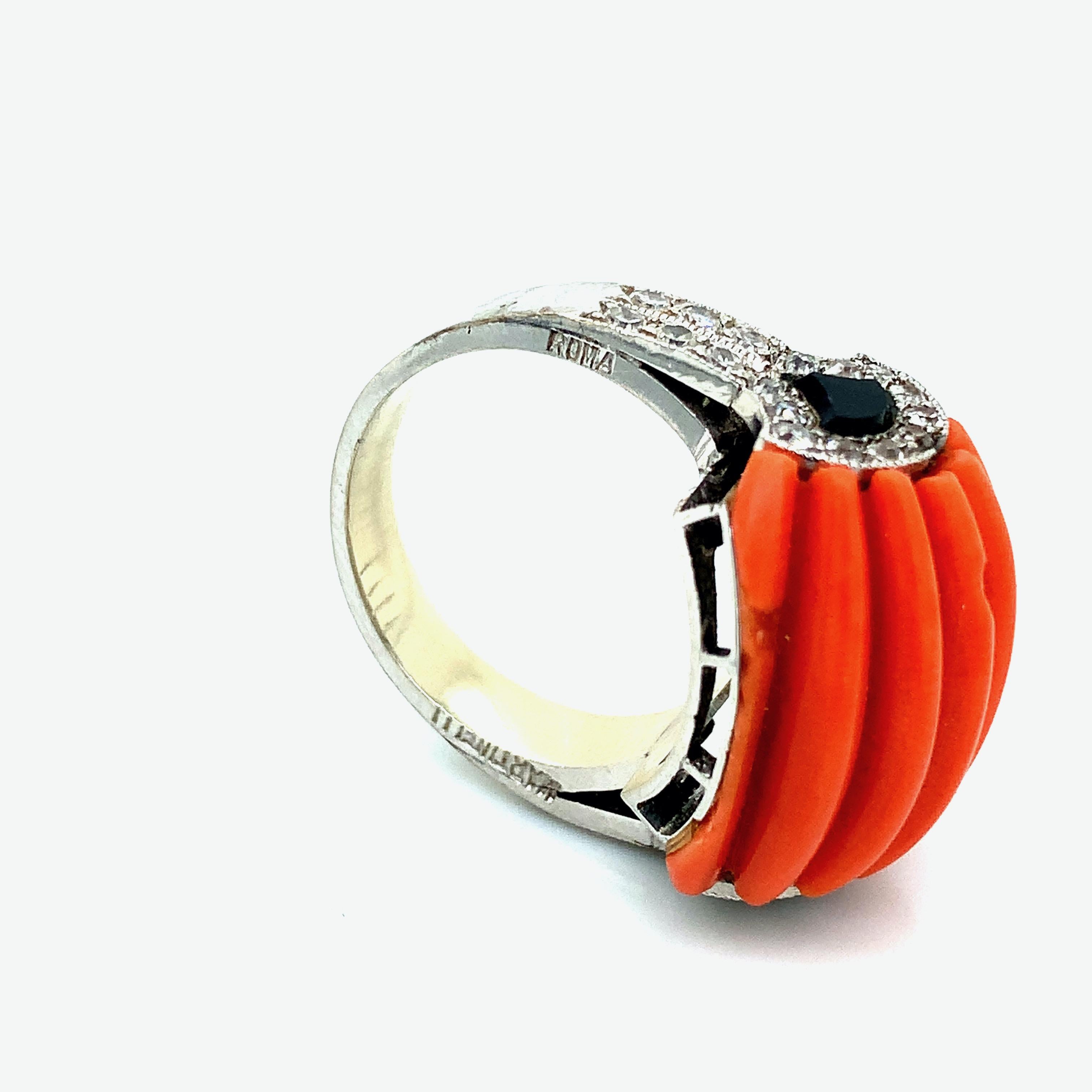 Art Deco Coral Ring For Sale 5