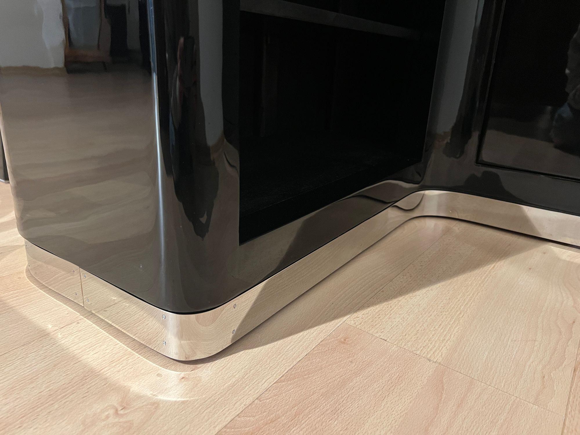 Art Deco Eckbar mit 4 Hockern, schwarzer Lack, cremefarbenes Glas, Frankreich um 1930 im Angebot 10