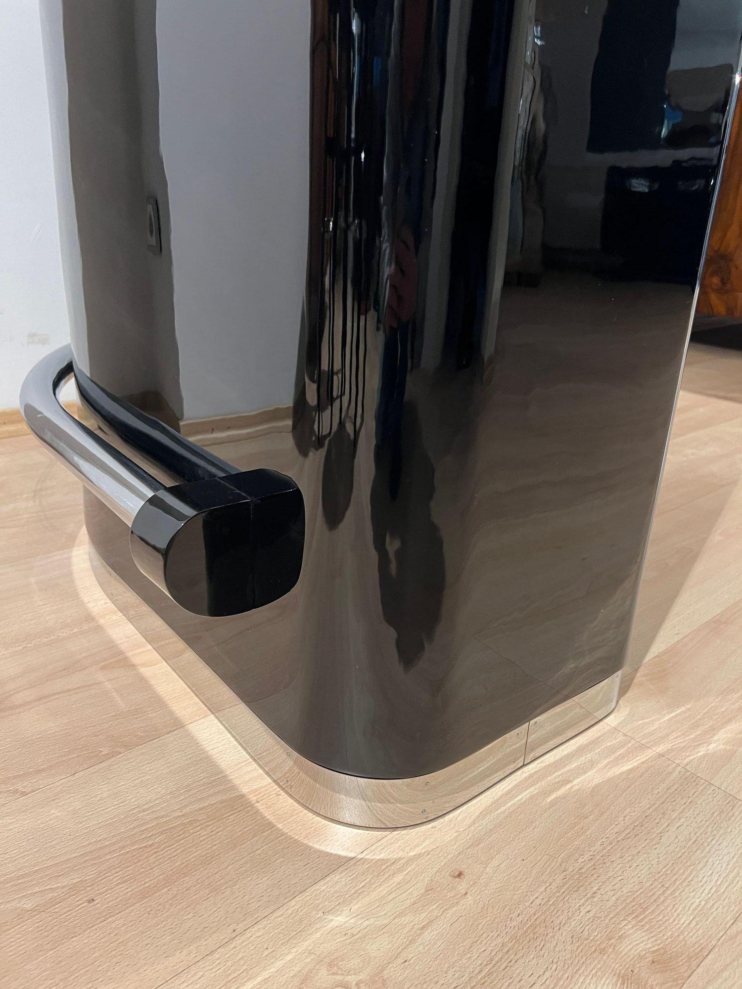 Art Deco Eckbar mit 4 Hockern, schwarzer Lack, cremefarbenes Glas, Frankreich um 1930 im Angebot 11