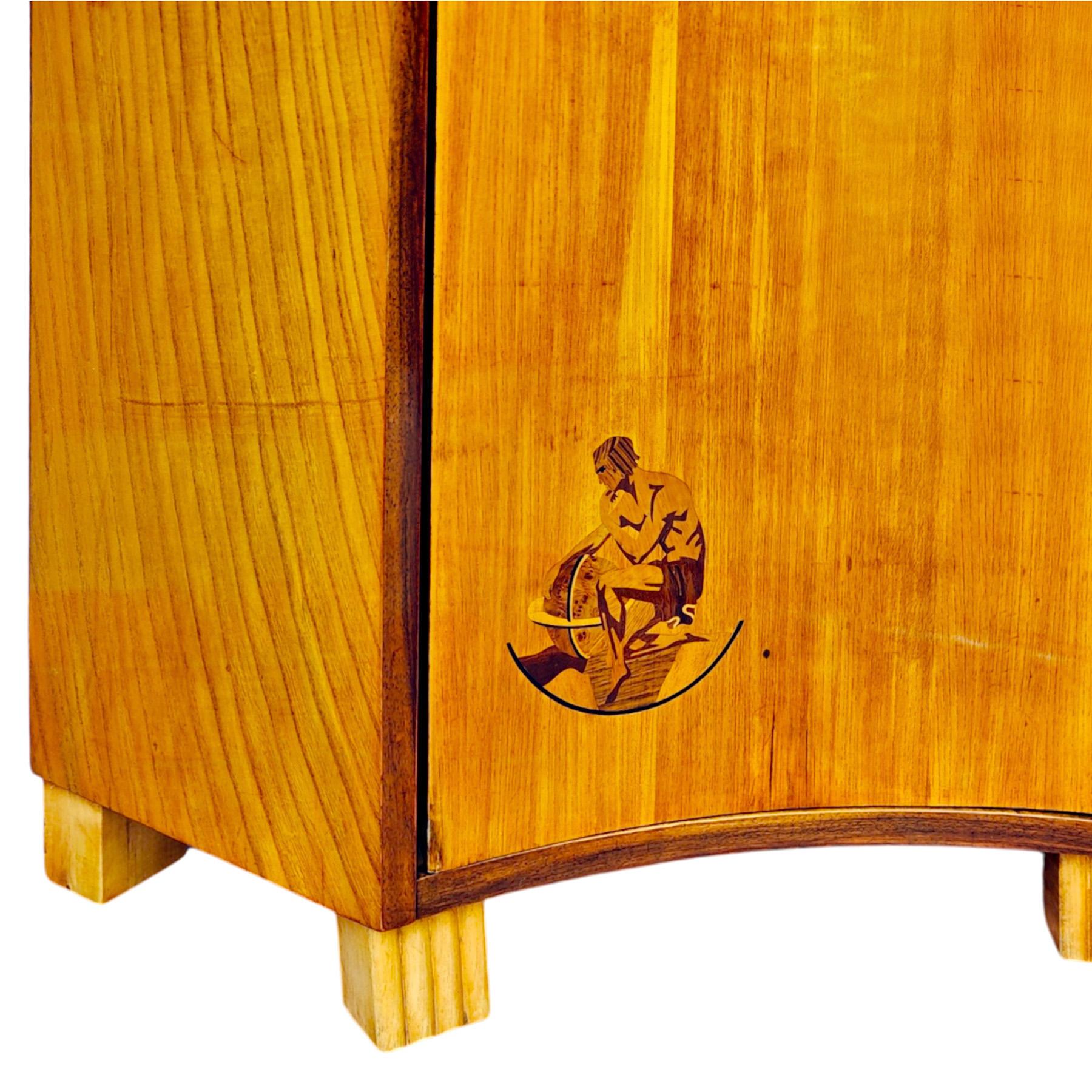 Ash Art Deco corner cabinet – Sweden 1930 For Sale