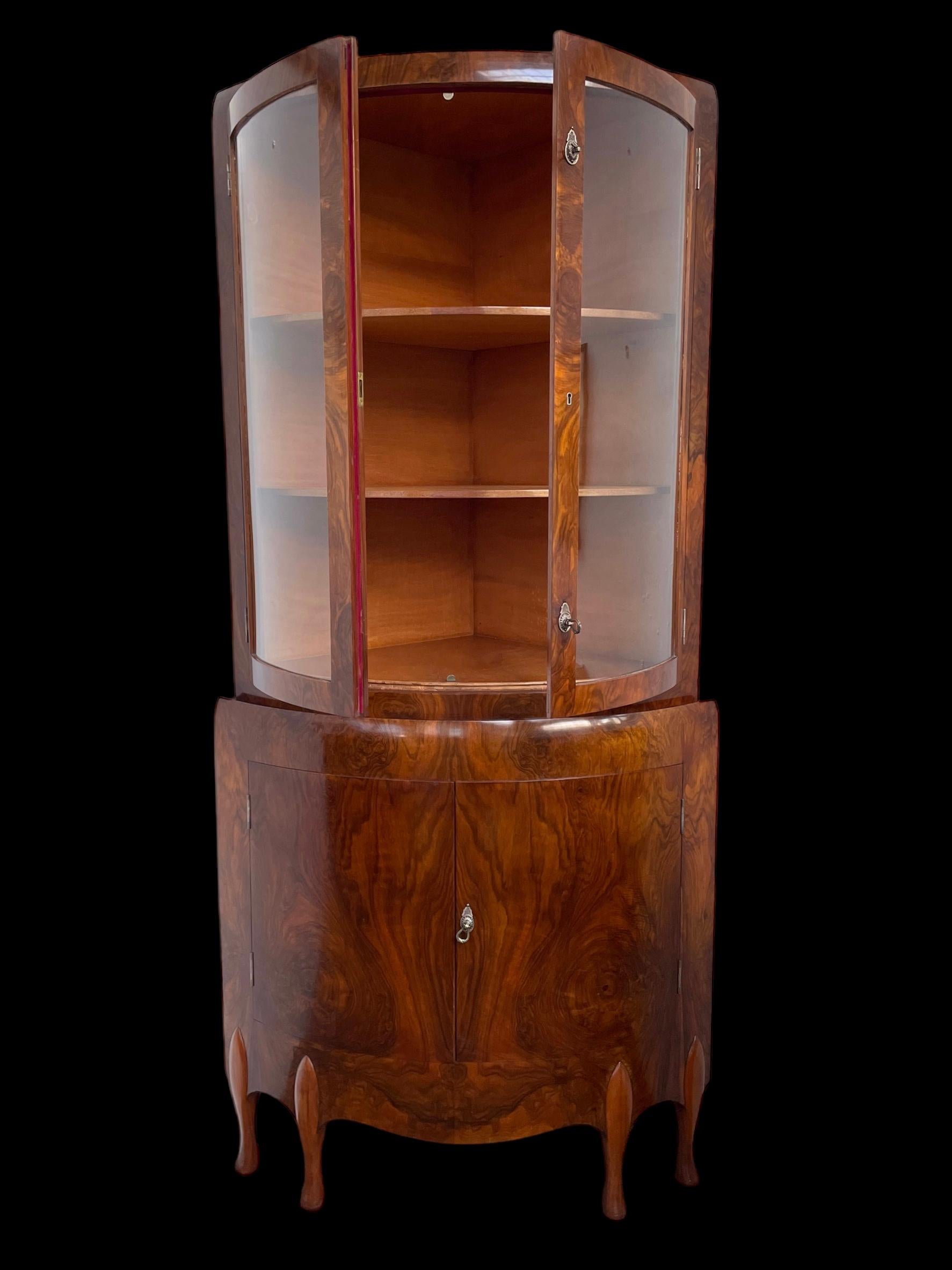 Art Deco Corner Display Cabinet by Maurice Adams For Sale 1
