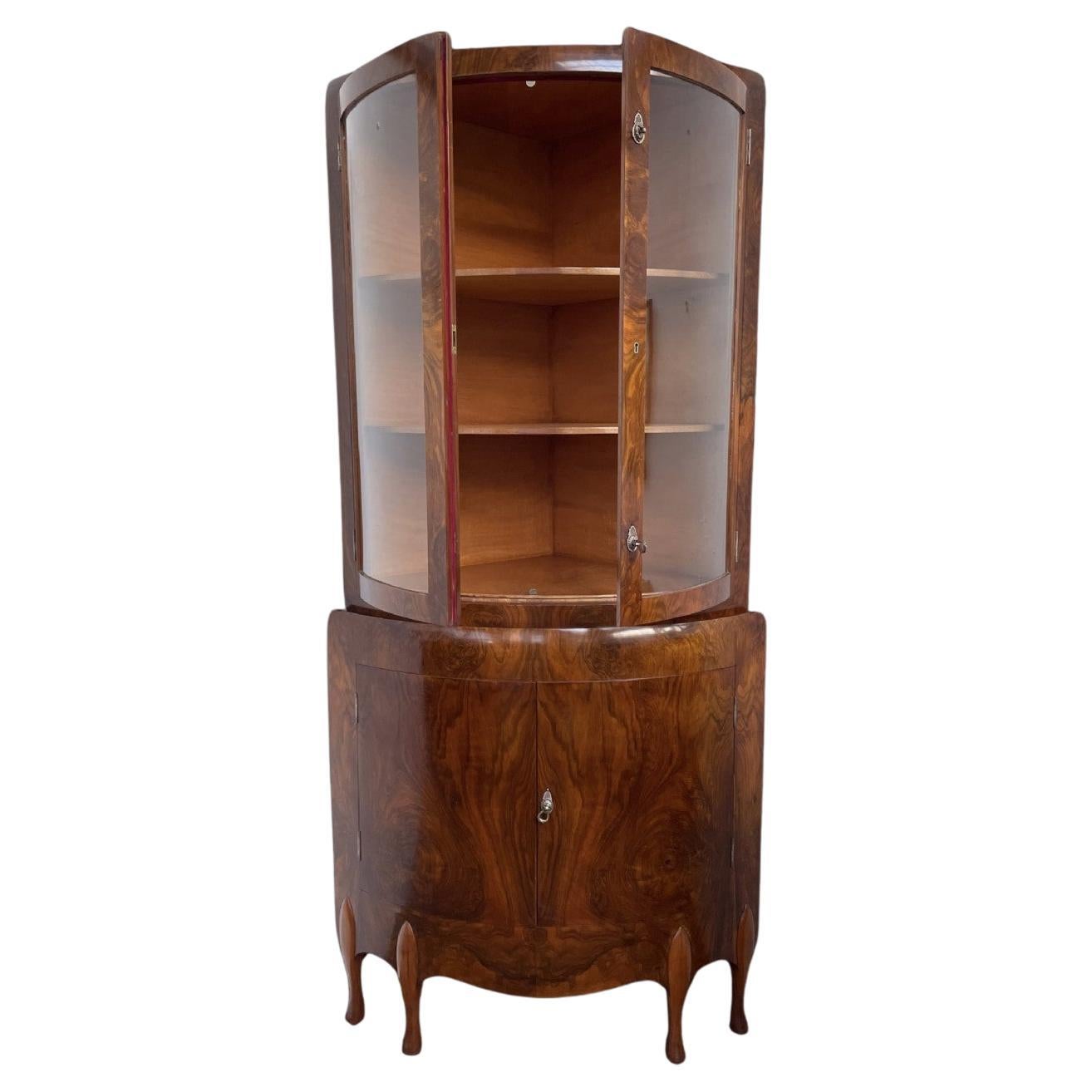 Art Deco Corner Display Cabinet by Maurice Adams For Sale