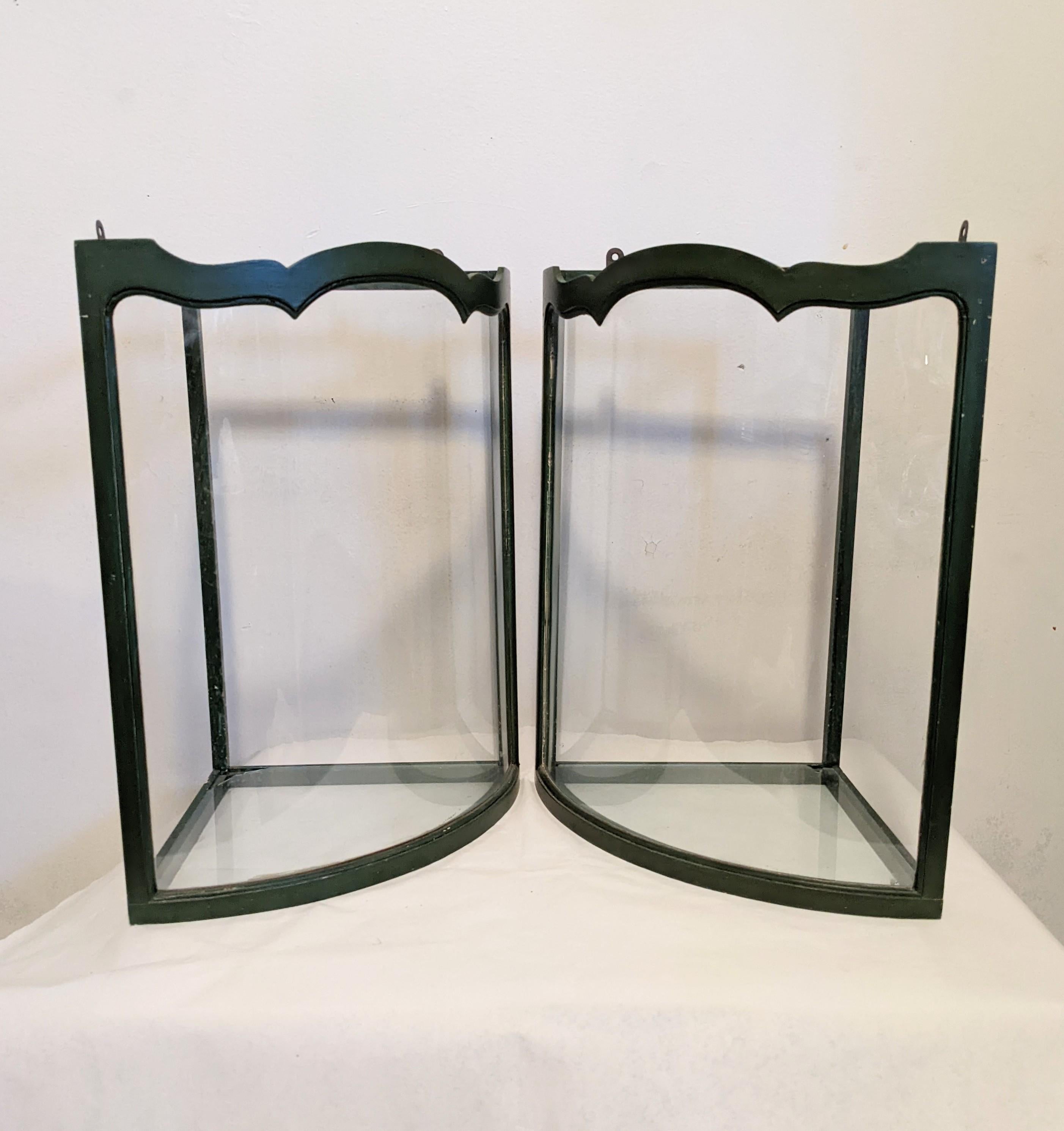American Art Deco Corner Vitrines, Candle Photophores For Sale