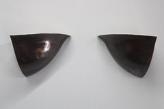 Art Deco Corner Wall Sconces in Patinated Copper, 1930s