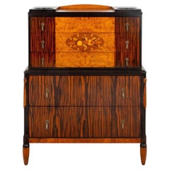 Art Deco Coromandel and Marquetry Chest on Chest