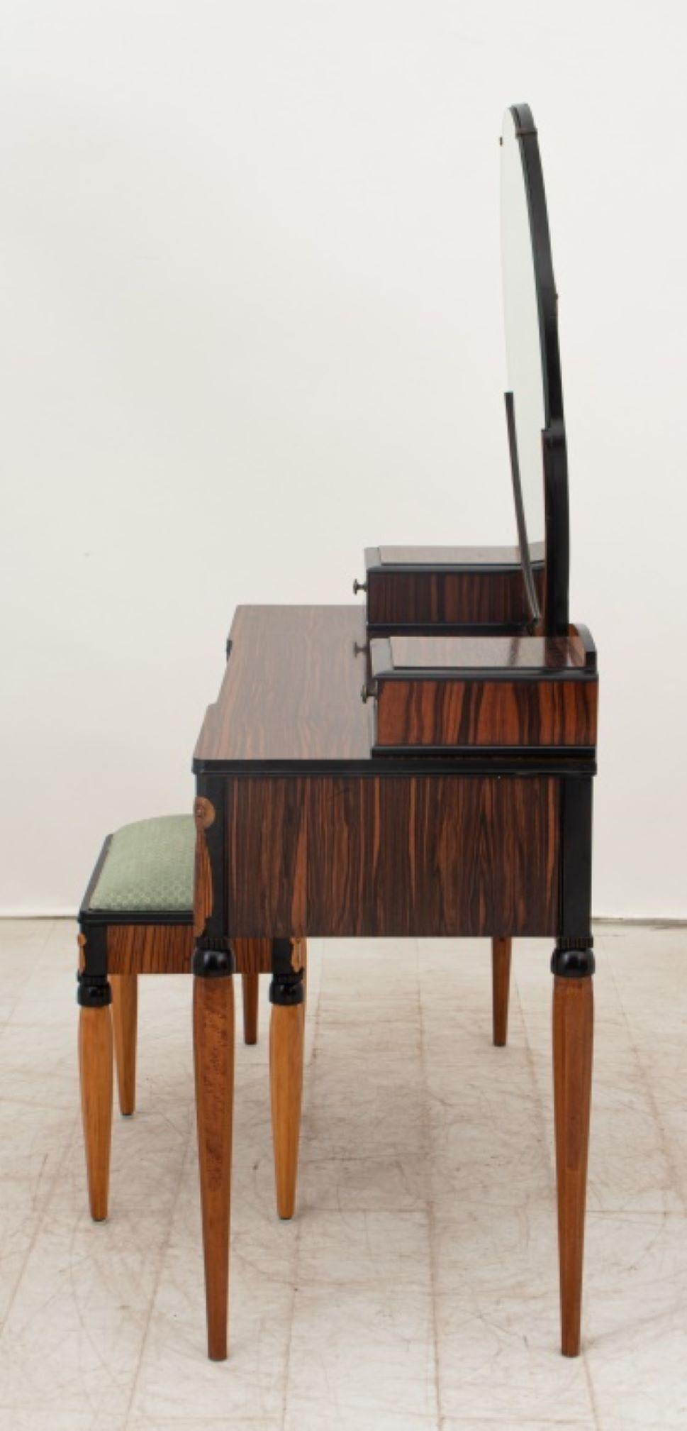 Art Deco Coromandel & Marquetry Vanity and Stool In Good Condition In Astoria, NY