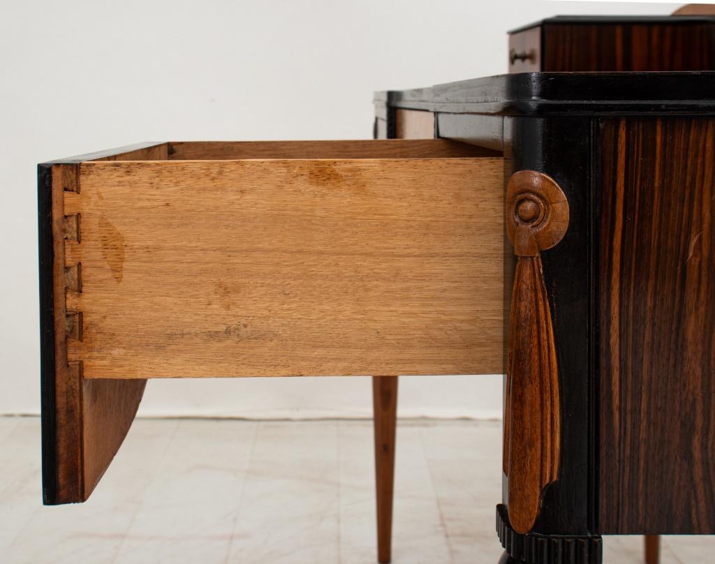 Wood Art Deco Coromandel & Marquetry Vanity and Stool