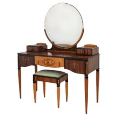 Art Deco Coromandel & Marquetry Vanity and Stool