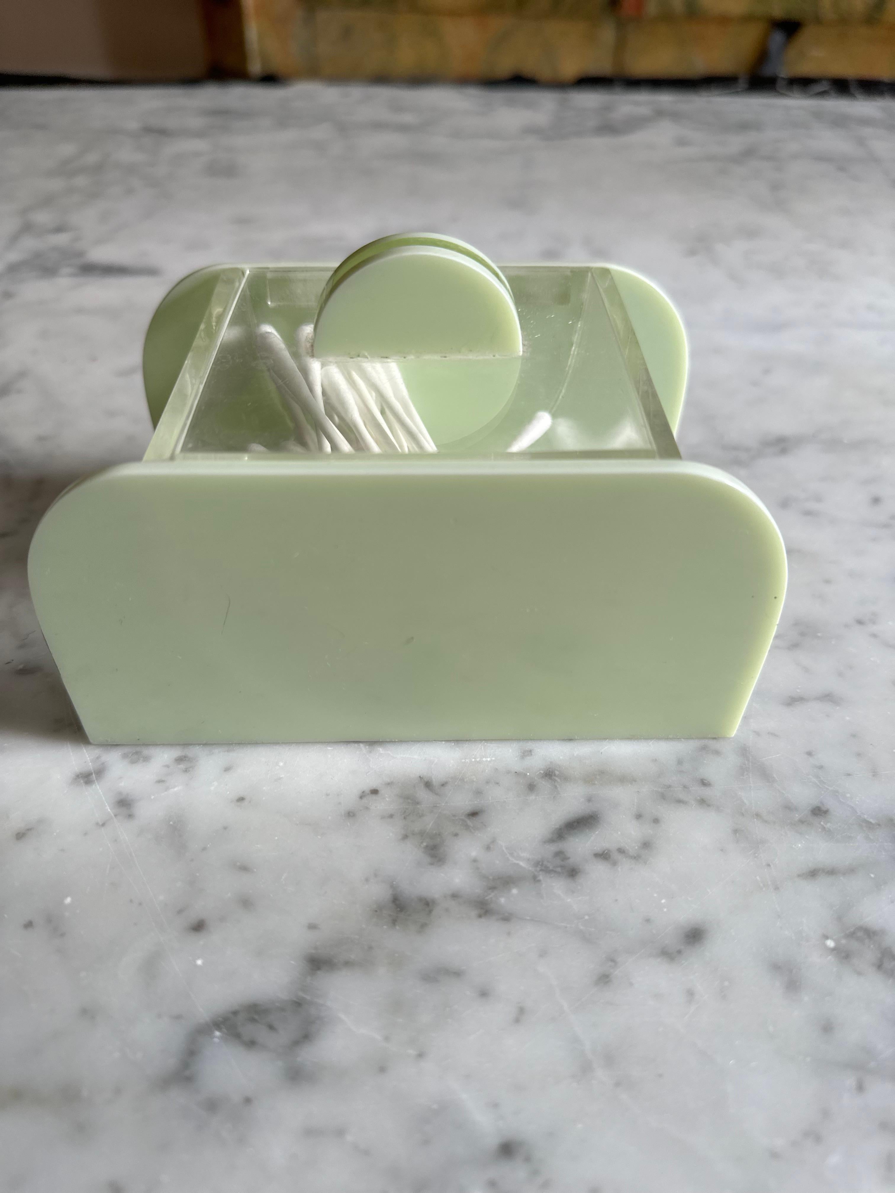 Art Deco cosmetic box, acrylic glass, mint green For Sale 2