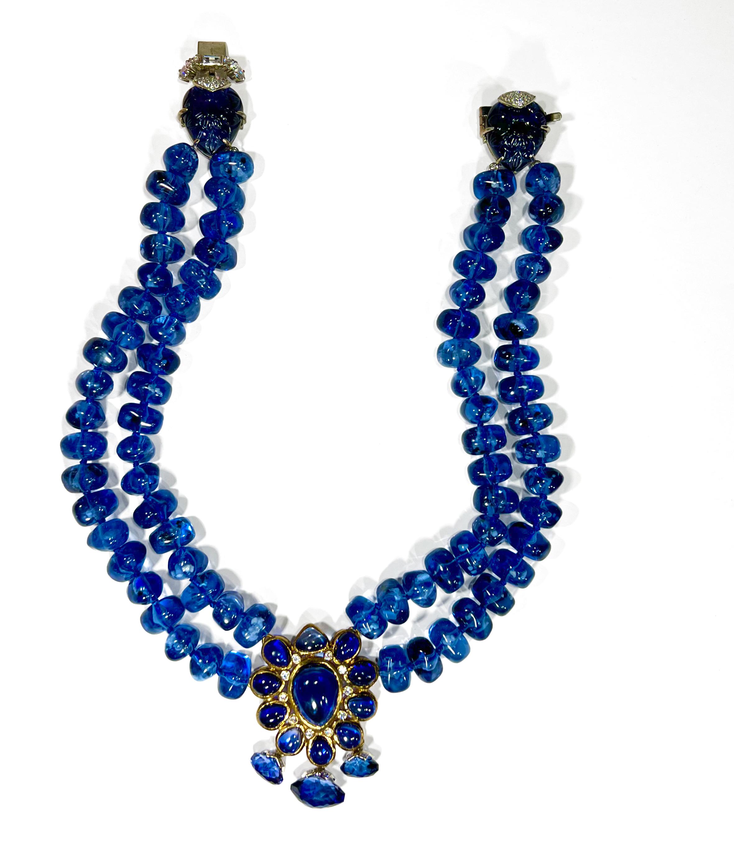Bead Ambani Style Costume Jewelry Bergdorf Goodman Sapphire Necklace by Clive Kandel