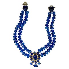 Ambani Style Costume Jewelry Bergdorf Goodman Sapphire Necklace by Clive Kandel