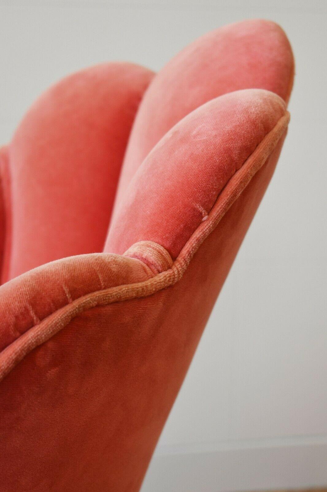 Art Deco Cotton Velvet Shell Armchair 3