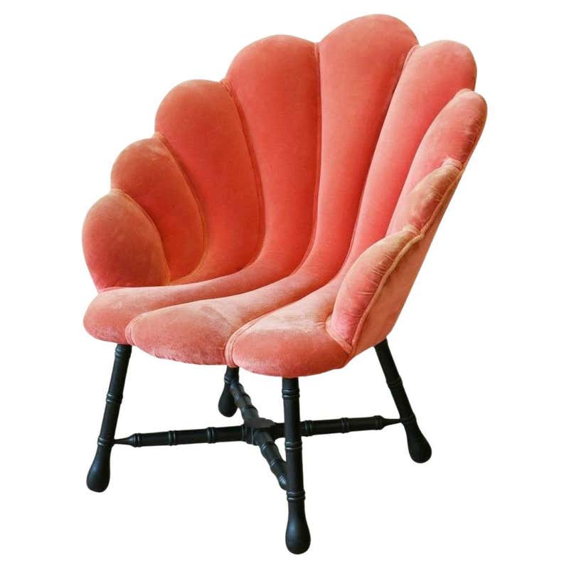 Art Deco Cotton Velvet Shell Armchair at 1stDibs