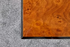 Art Deco Couch Table in Elm Root Wood with Bar-Tray-Drawers, France, 1930s