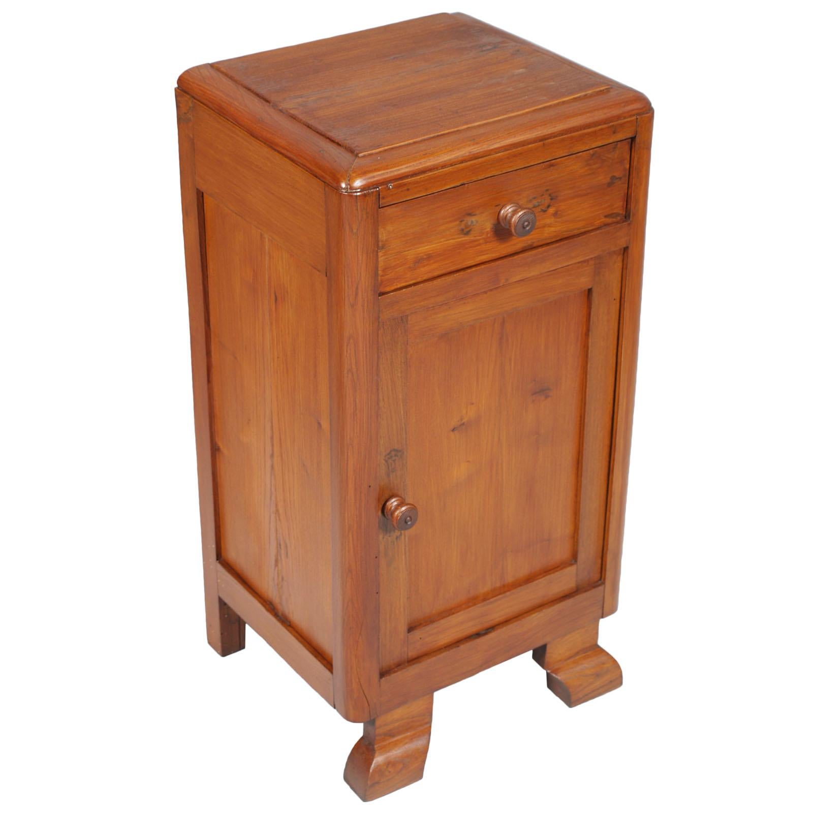 Art Deco Country Bedside Table Nightstand , walnut, Restored and Polished to Wax