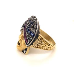 Art Deco Cozzolino Orientalist Diamonds 18K Gold Ring