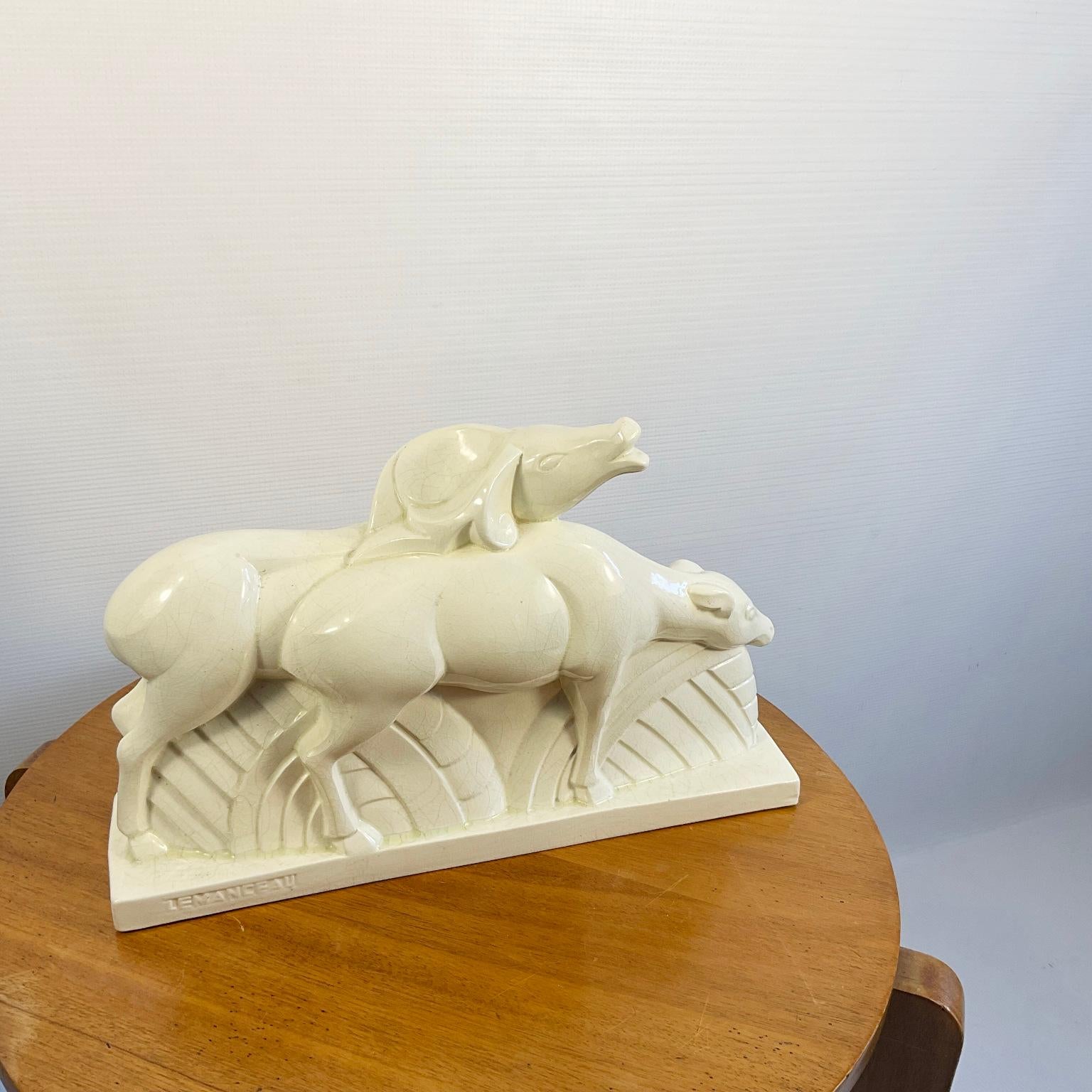 Art Deco Cracked Ceramic Statuette by Charles Lemanceau for Saint-Clément For Sale 6