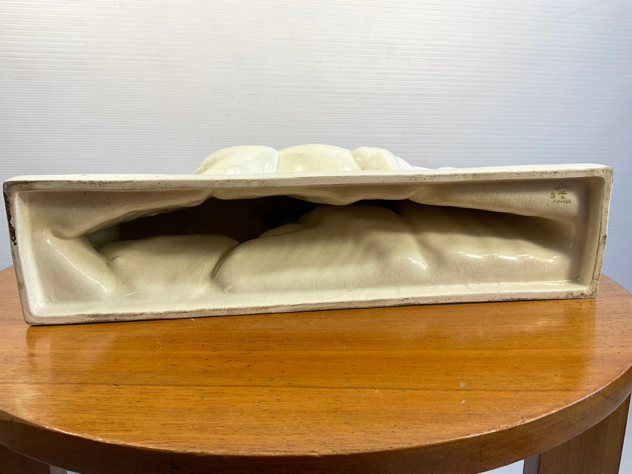 20th Century Art Deco Cracked Ceramic Statuette by Charles Lemanceau for Saint-Clément For Sale