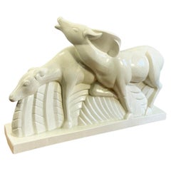 Antique Art Deco Cracked Ceramic Statuette by Charles Lemanceau for Saint-Clément