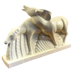 Art Deco Statuette aus Keramik mit Rissen von Charles Lemanceau für Saint-Clément