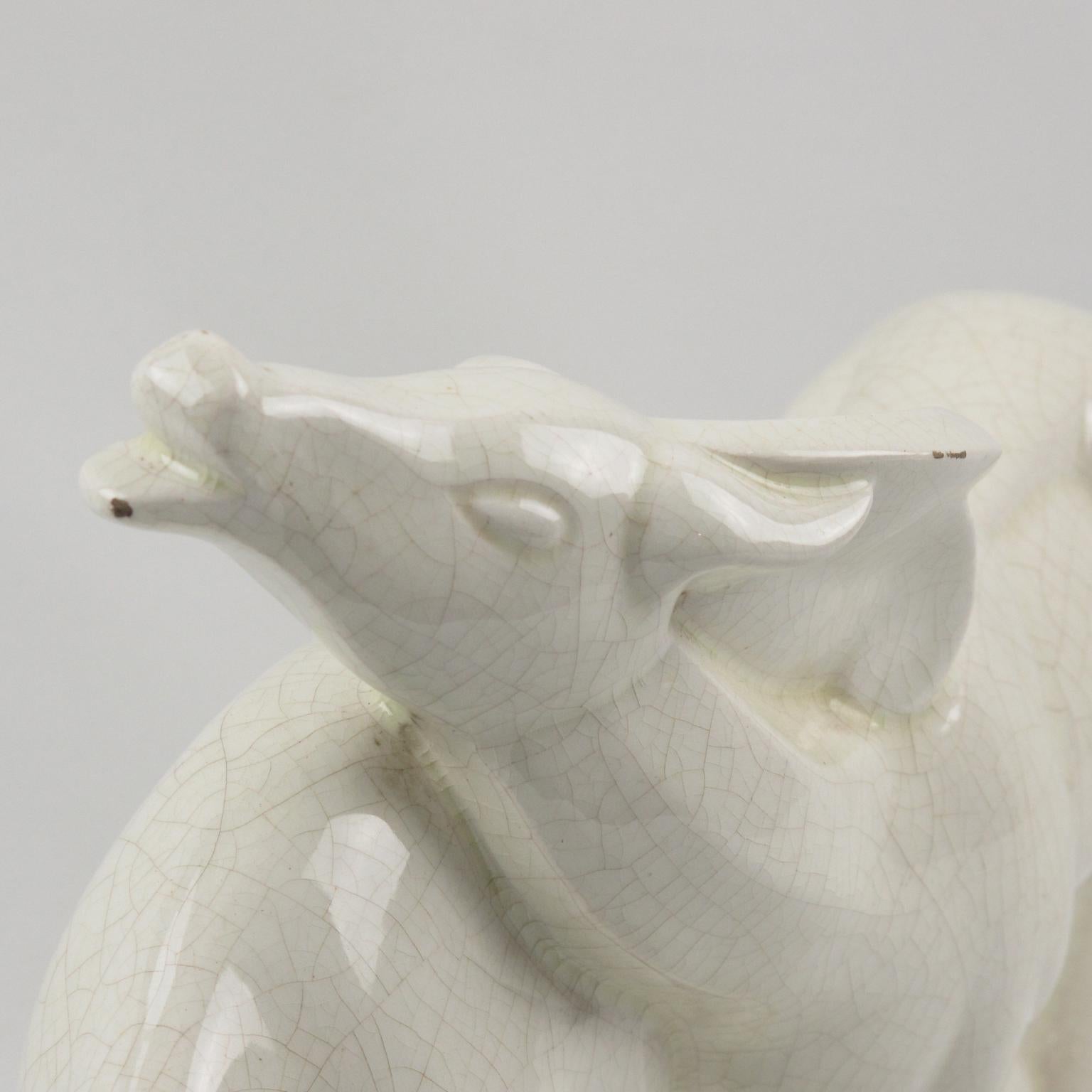 Escultura Art Decó de cerámica craquelada de ciervo antílope de Charles Lemanceau, años 20 en venta 2
