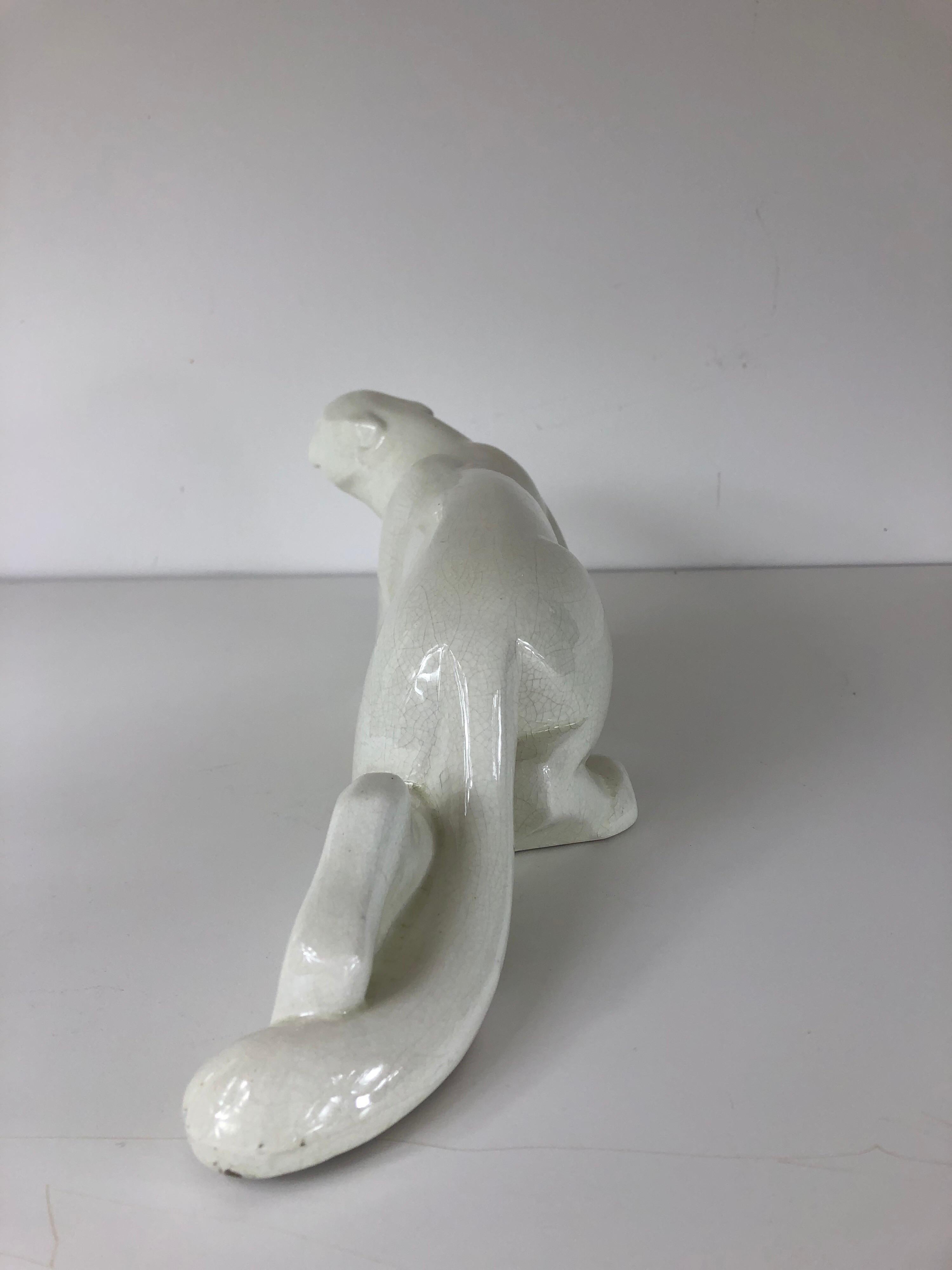 Français Panthre en glaure craquele Art Dco de Saint-Clment