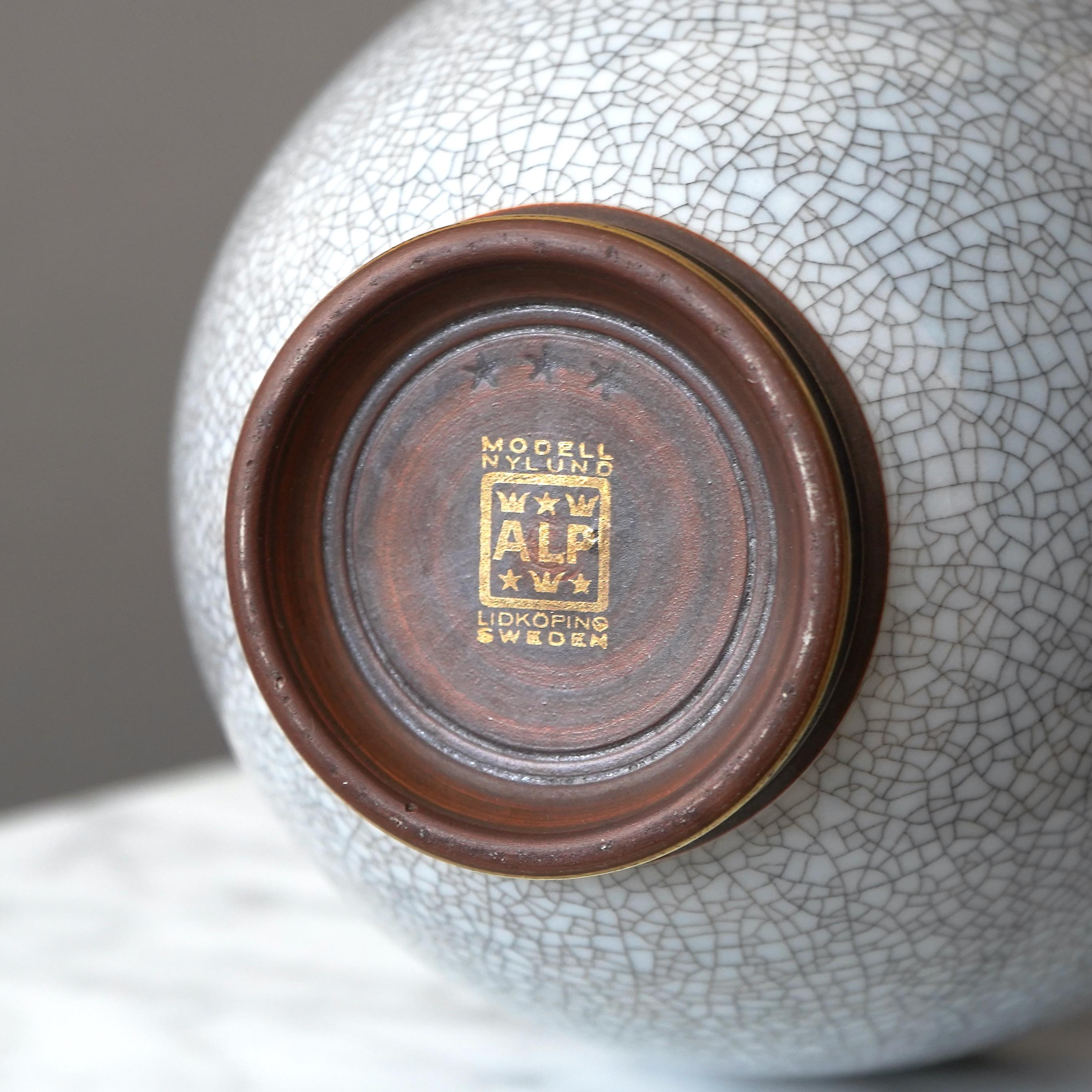 20th Century Art Deco Crackle Glazed Bowl by Gunnar Nylund for ALP, Sweden, 1930s