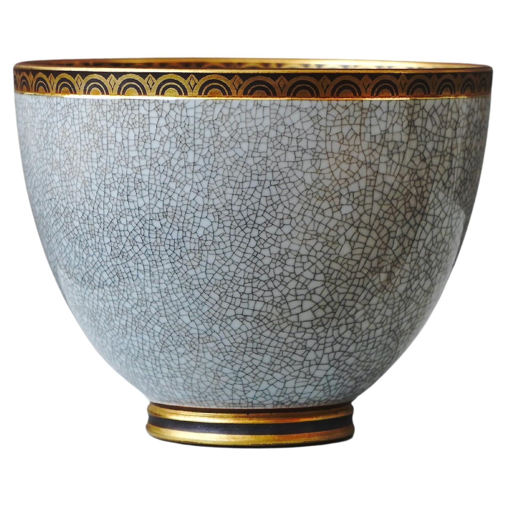 Art Deco Crackle Glazed Bowl by Gunnar Nylund for ALP, Sweden, 1930s For Sale