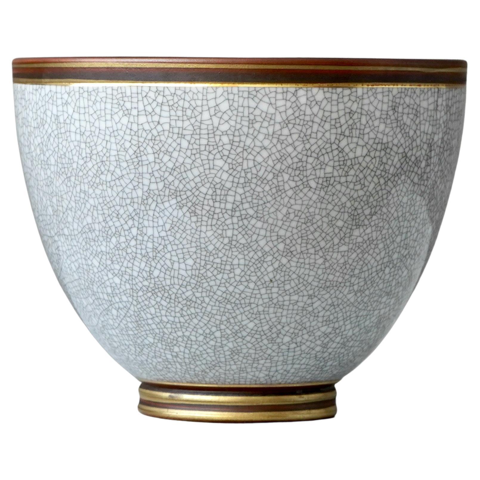 Bol émaillé craquelé Art Déco de Gunnar Nylund pour ALP, Suède, années 1930