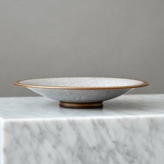 Art Deco Crackle Glazed Dish by Gunnar Nylund for ALP, Sweden, 1930s