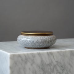 Art Deco Crackle Glazed Lidded Bowl by Gunnar Nylund for ALP, Sweden, 1930s